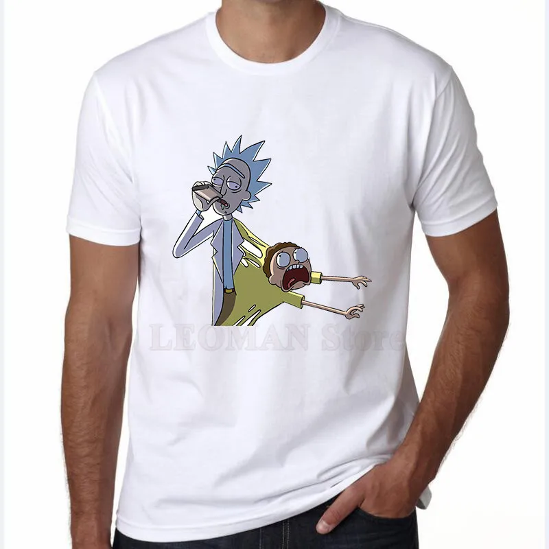 Leoman Новинка 2017 года поступления Смешные Повседневное футболки Рик Morty Футболка с