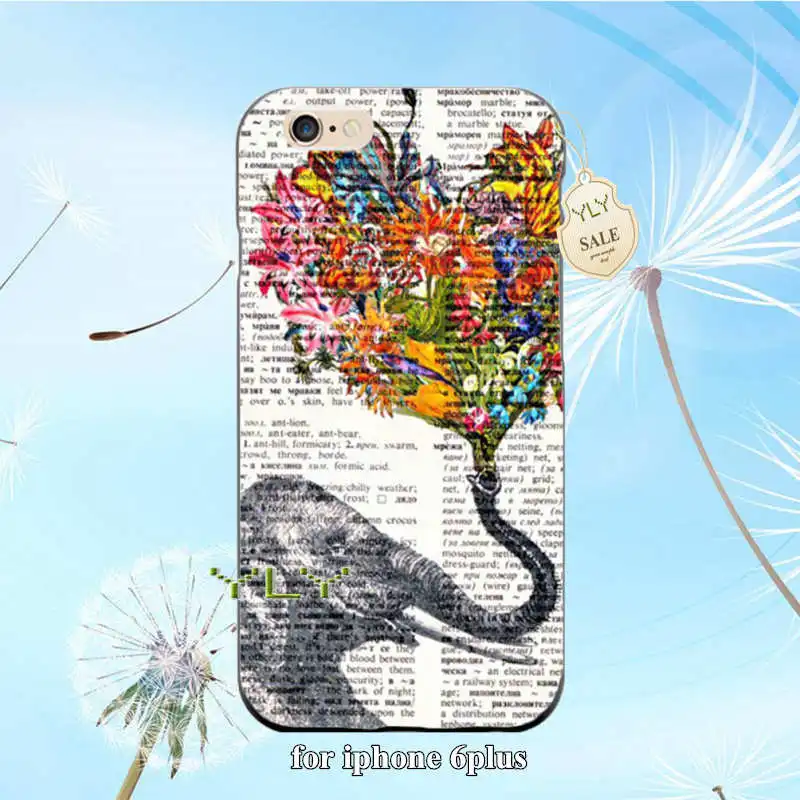 Слон цветы прекрасный пластик жесткий телефон аксессуары чехол для iphone 6 plus splus |