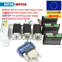 3 axis cnc controller kit nema23 stepper motor 112mm dual shaft 425oz in cw5045 driver 5 axis breakout board