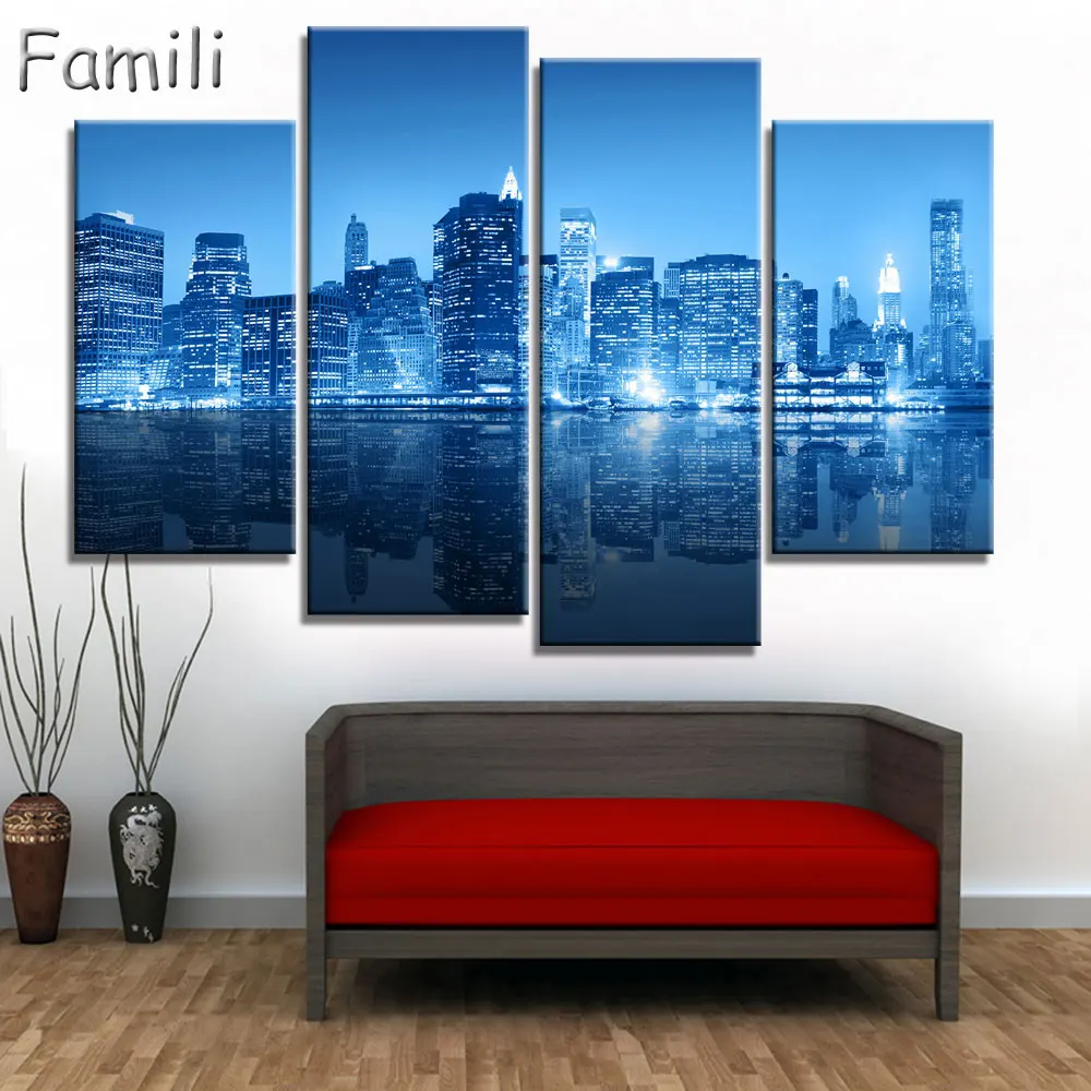 Картина с изображением Бруклина Манхэттена Нью-Йорка 4 шт. | Дом и сад