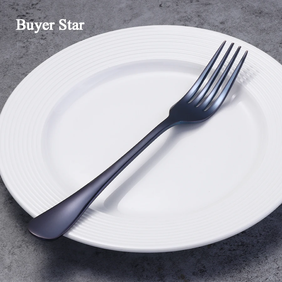 

Hot Luxury 16Pcs/Set Metal 18/8 Stainless Steel Flatware Set Blue Knife Fork Spoon Cutlery Set Restaurant Flatware Tableware