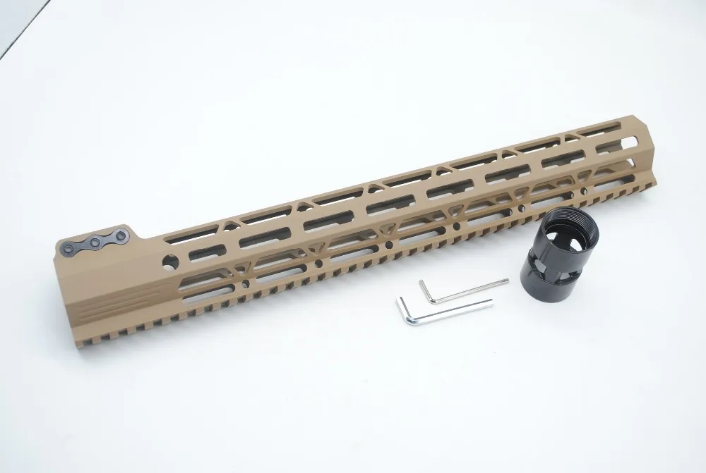 TriRock 15-дюймовый зажимной стиль Keymod/M-lok Handguard Rail Picatinny Mount System Fit. 223/5. 56_Tan цветная