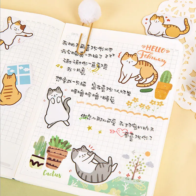 45 шт./кор. жизнь кошки Kawaii канцелярские наклейки дневник планировщик