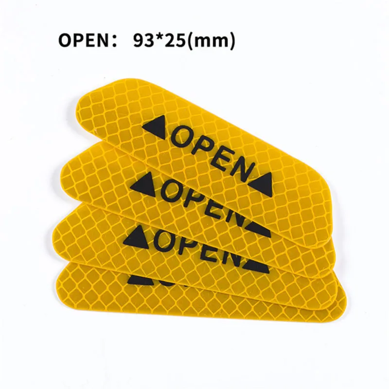 Yellow 4 шт., открытая наклейка на дверь автомобиля, светоотражающая лента, Предупреждение ющая наклейка, наклейка на велосипед Pegatinas Automovil Coche Araba Aksesuar - Название цвета: Yellow