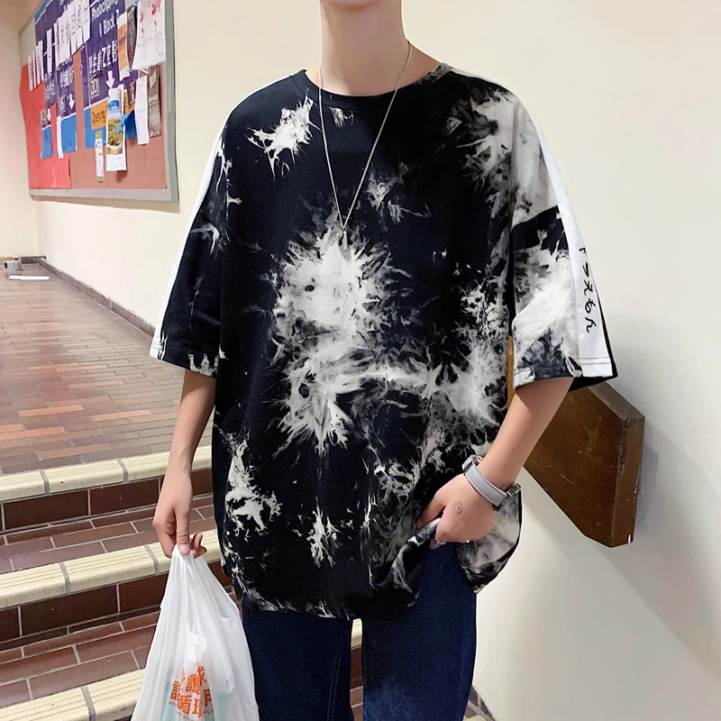 Летняя новая мужская футболка с модным принтом Повседневная круглым вырезом и