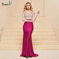 dressv evening dress mermaid elegant short sleeves strapless floor length beading wedding party formal dress evening dresses