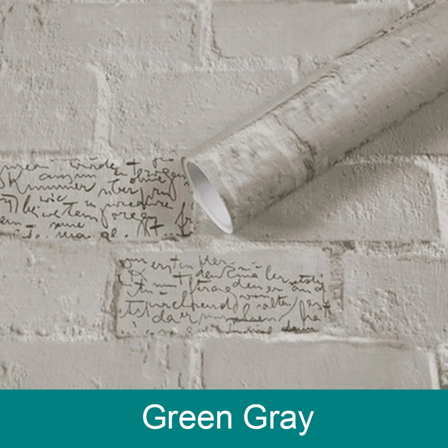 green gray 0,6x3 м современные английские буквы кирпичная Наклейка на стену ПВХ самоклеющиеся обои для гостиной в общежитии магазин одежды водонепроницаемый стикер s - Цвет: green gray