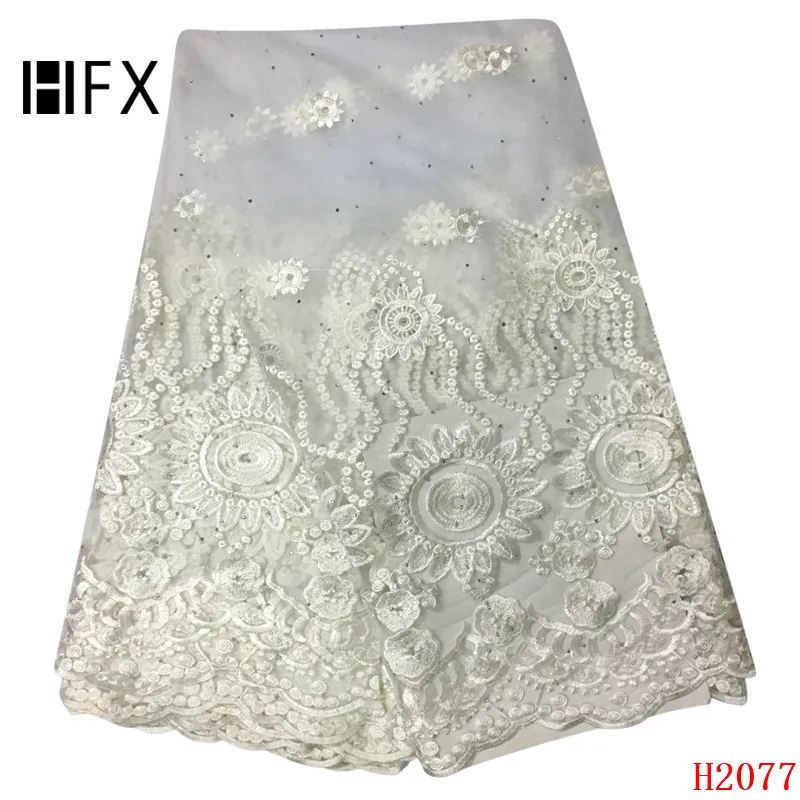 HFX бежевый высококачественный нигерийский вышитый французский Тюль Кружева 2019