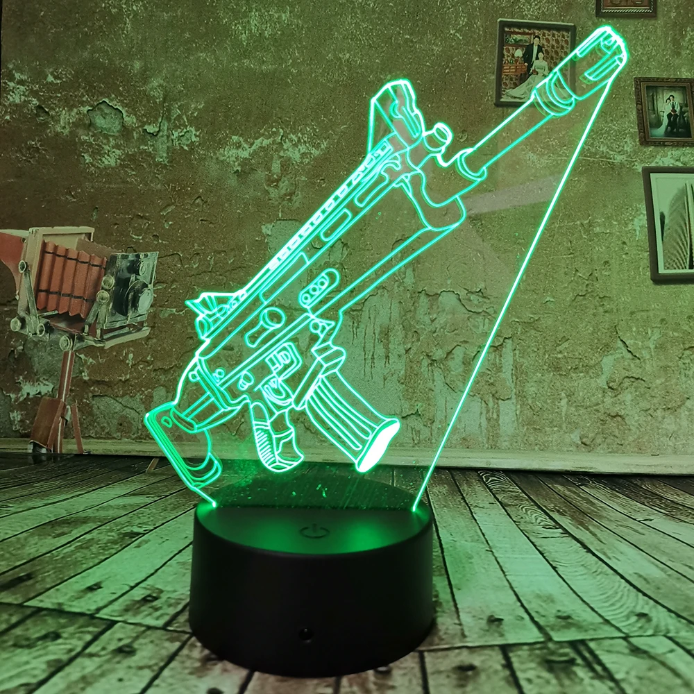Новый боевой Royale игра крутая 3D Светодиодная лампа PUBG TPS SCAR-L ночник 7 градиентный