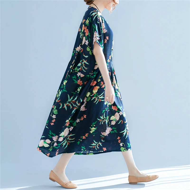 Женское платье в стиле бохо ARCSINX летнее Хлопковое с коротким рукавом и цветочным