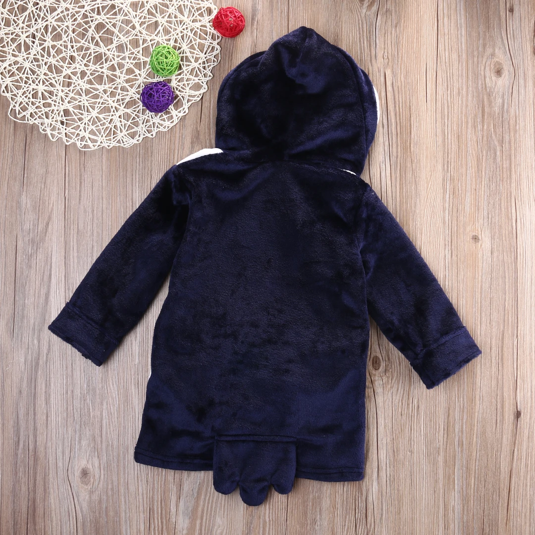Pudcoco/детский халат; домашний халат для девочек; Roupao Infant Penguin с капюшоном