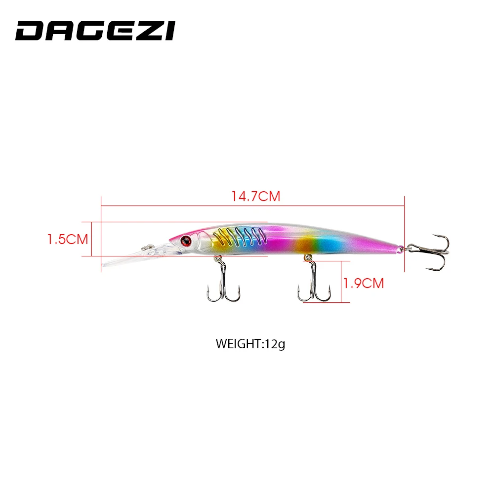 Твердая приманка DAGEZI 14 7 см/12 г в виде гольяна 1 шт. 6 3 2 м искусственная для глубины