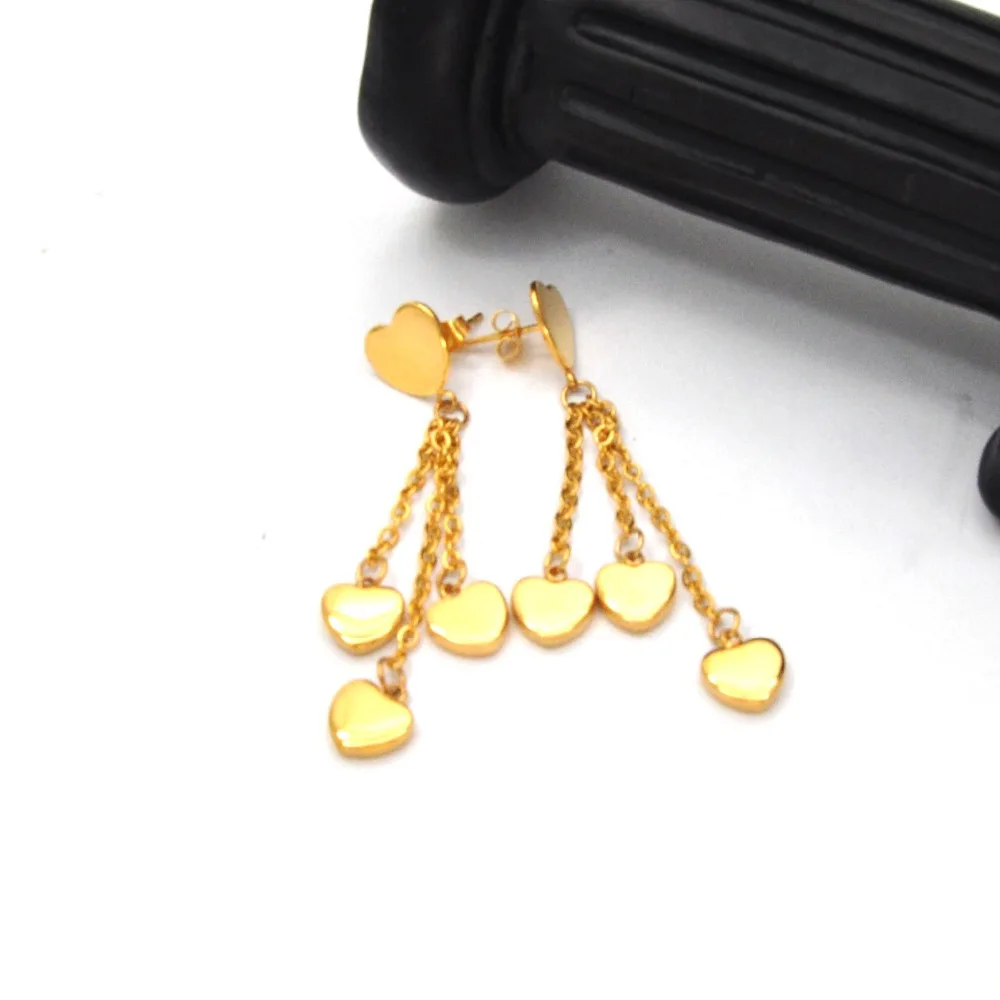 Pendientes Mujer оптовая продажа золотые серьги из нержавеющей стали с кисточкой сердце