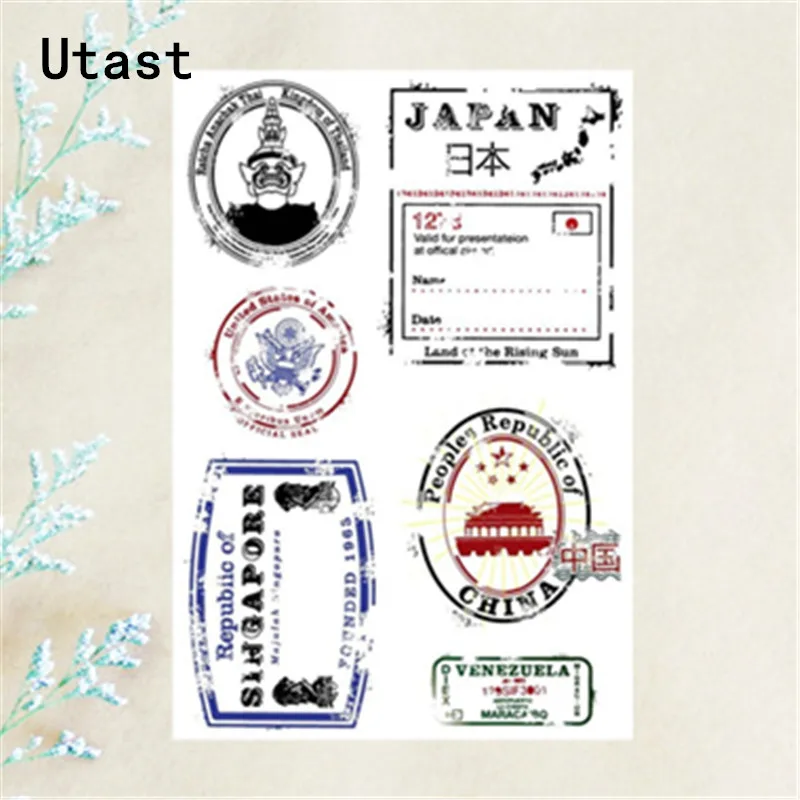 Японский иммиграционный штамп прозрачный силиконовый штамп/прозрачный