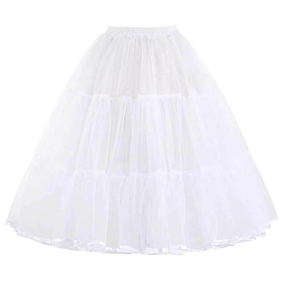Belle Poque Skirt Women Retro Solid Tulle Black/White/Red Crinoline Girls' Underskirt Summer Party Skirts Woman Petticoat | Женская