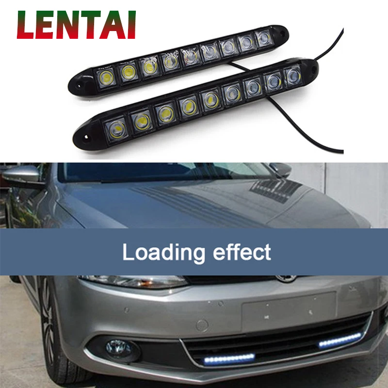 LENTAI 1 комплект Автомобильные дневные ходовые огни 12V 9 светодиодный DRL лампа для
