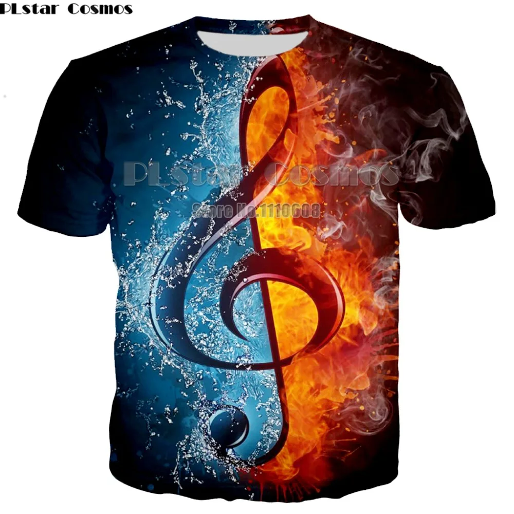 

Newest music Male 3D T shirt Fashion Fire and Ice Print Male /Female T shirt Print Heavy Music Band Tee Plus Size 5XL