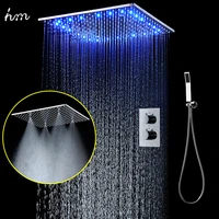 20 inchesthermostatic shower set sus304 mirror panel with led shower head rainfall spray mist spa concealed with handheld spray