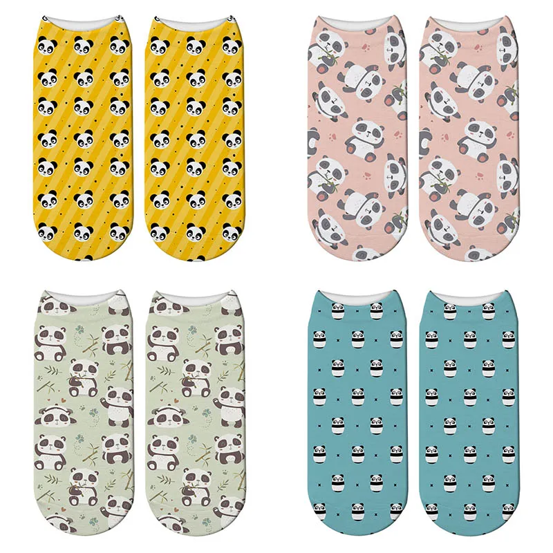 Kawaii, женские хлопковые носки унисекс, Мультяшные животные, смешные короткие носки, рисунок панды, искусство, счастливые носки, 7S-ZWS34