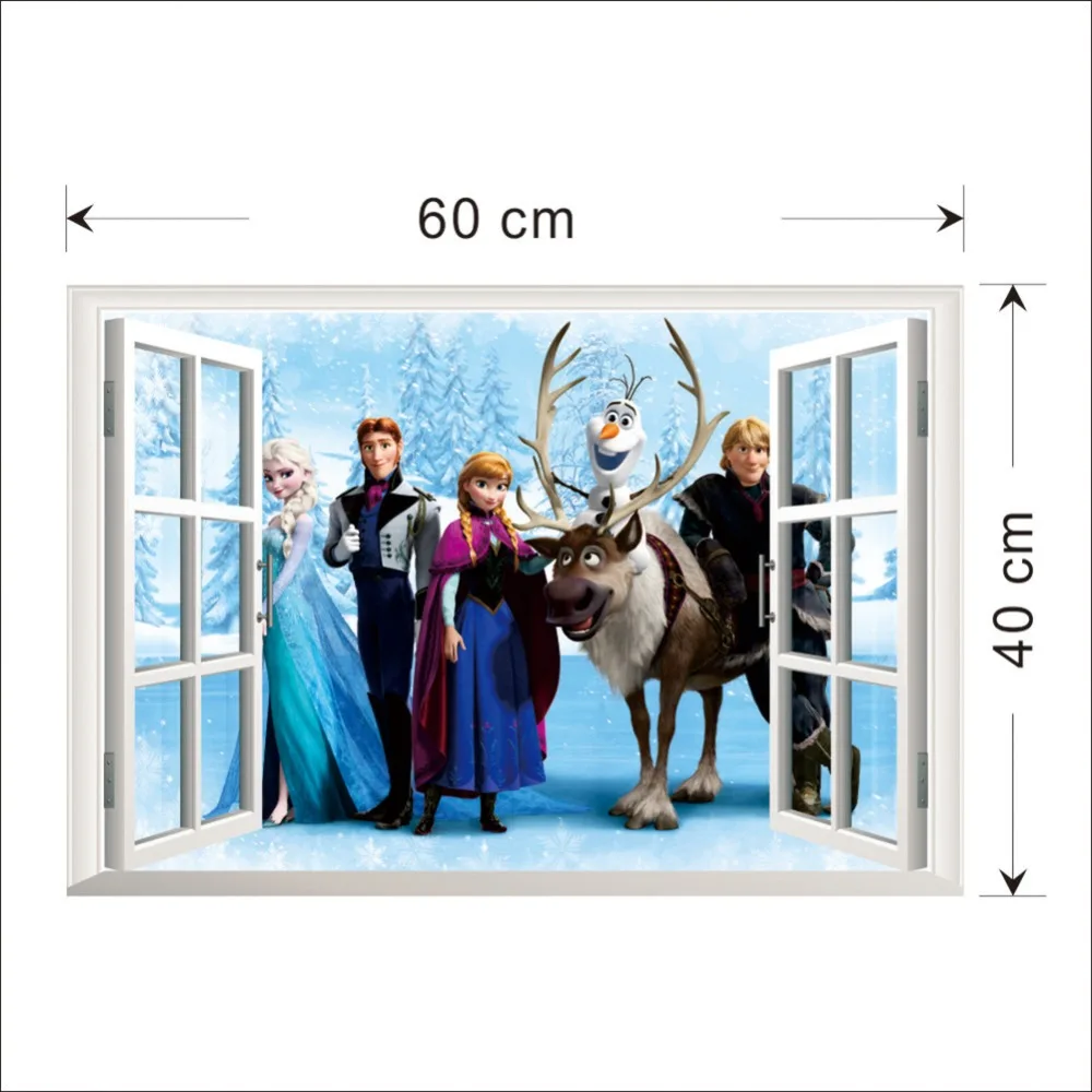 3D DIY Мультфильм Эльза-Снежная королева из ПВХ для детей настенные наклейки/клей наклейки на стену, плакат искусство домашний декор детская спальня подарок на день рождения