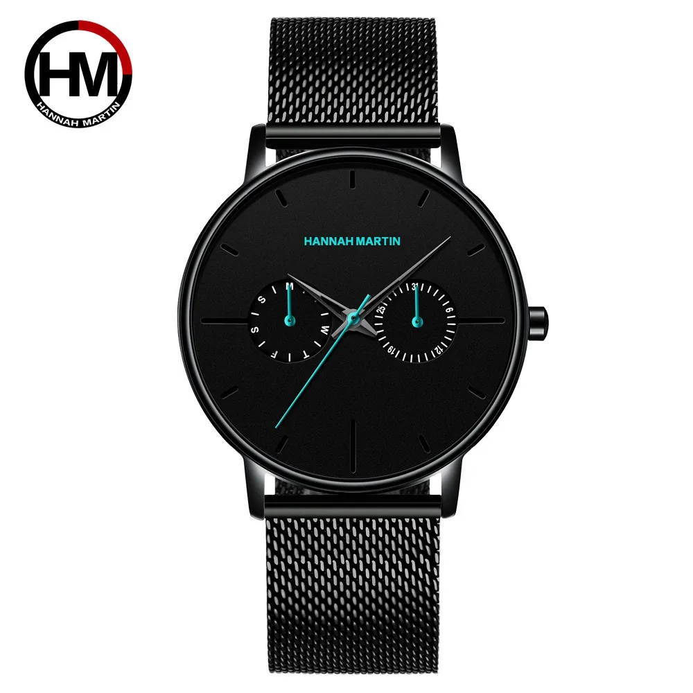 HM-150-W-bule Мужские часы от ведущего бренда, роскошные многофункциональные часы с маленьким циферблатом из нержавеющей стали, стильные водонепроницаемые наручные часы Relogio Masculino - Цвет: HM-150-W-bule