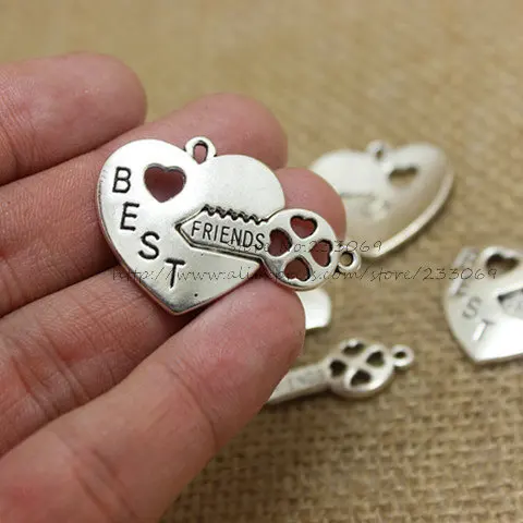 

15 комплектов, винтажные Подвески «love + key»