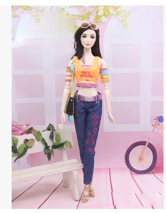 Одежда для куклы; платье; брюки для куклы Барби; 1:6; BBI362 - Цвет: 14 top and pant