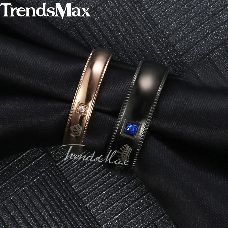 Женские обручальные кольца из нержавеющей стали Trendsmax черные розовые золотистые