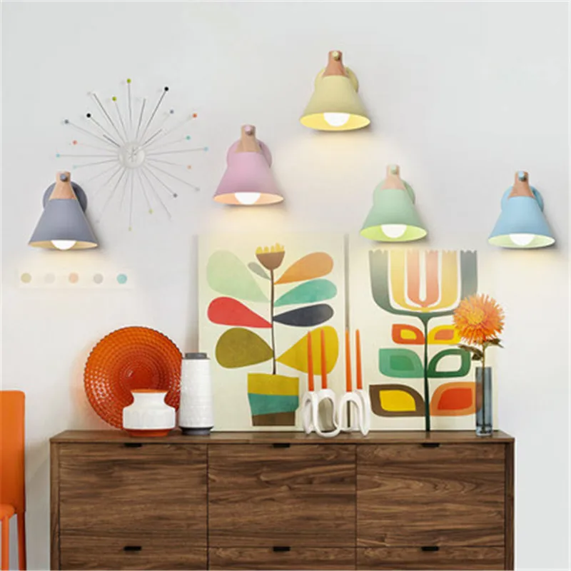 Nordic Design Loft Style Wood Iron Wall Sconce Modern LED Light Fixtures Home Bedroom Bedside Lamp Indoor Lighting | Лампы и освещение