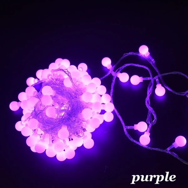 Purple 6 м/10 м/20 м/30 м/50 м водонепроницаемый праздничный светодиодный светильник ing струнные Феи гирлянда светодиодный шар струнный светильник s Рождественский светильник для свадебной вечеринки - Испускаемый цвет: Purple