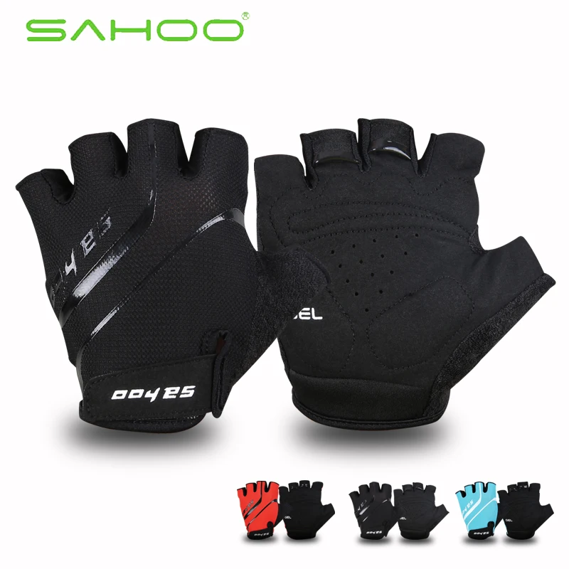 

SAHOO Outdoor Bike Bicycle Breathable Sports GEL Cycling Blue Half Finger Gloves Red Blue Black