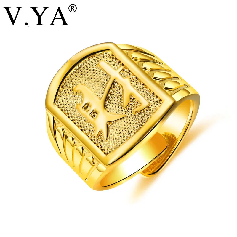 Мужские кольца V.YA Domineering Fortune модные уникальные Регулируемые золотого цвета с
