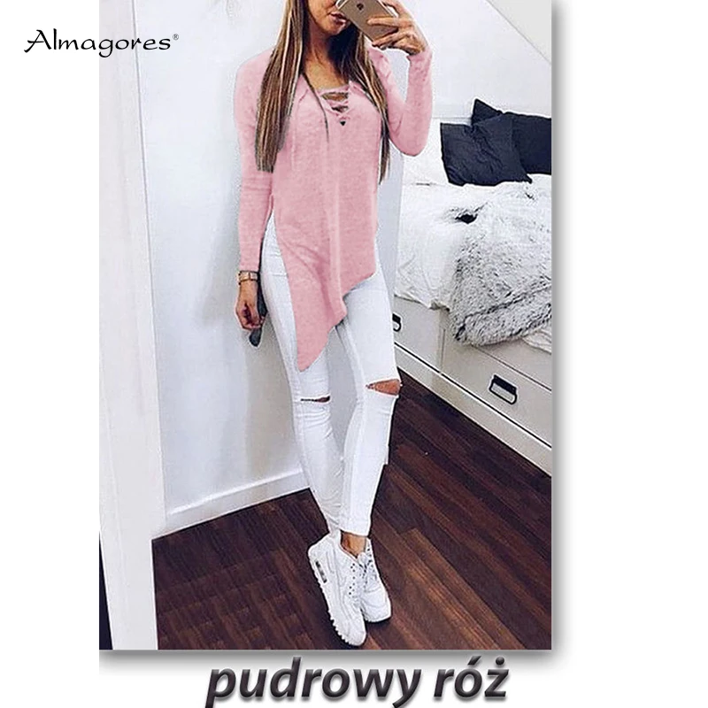 Almagores сексуальная летняя футболка Для женщин 2018 крест v образным вырезом рваные