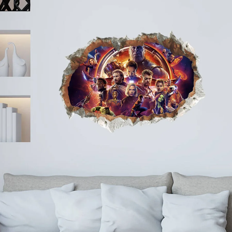 Disney рисунки из мультфильма ПВХ наклейки в спальню Стикеры наклейка "Мстители"