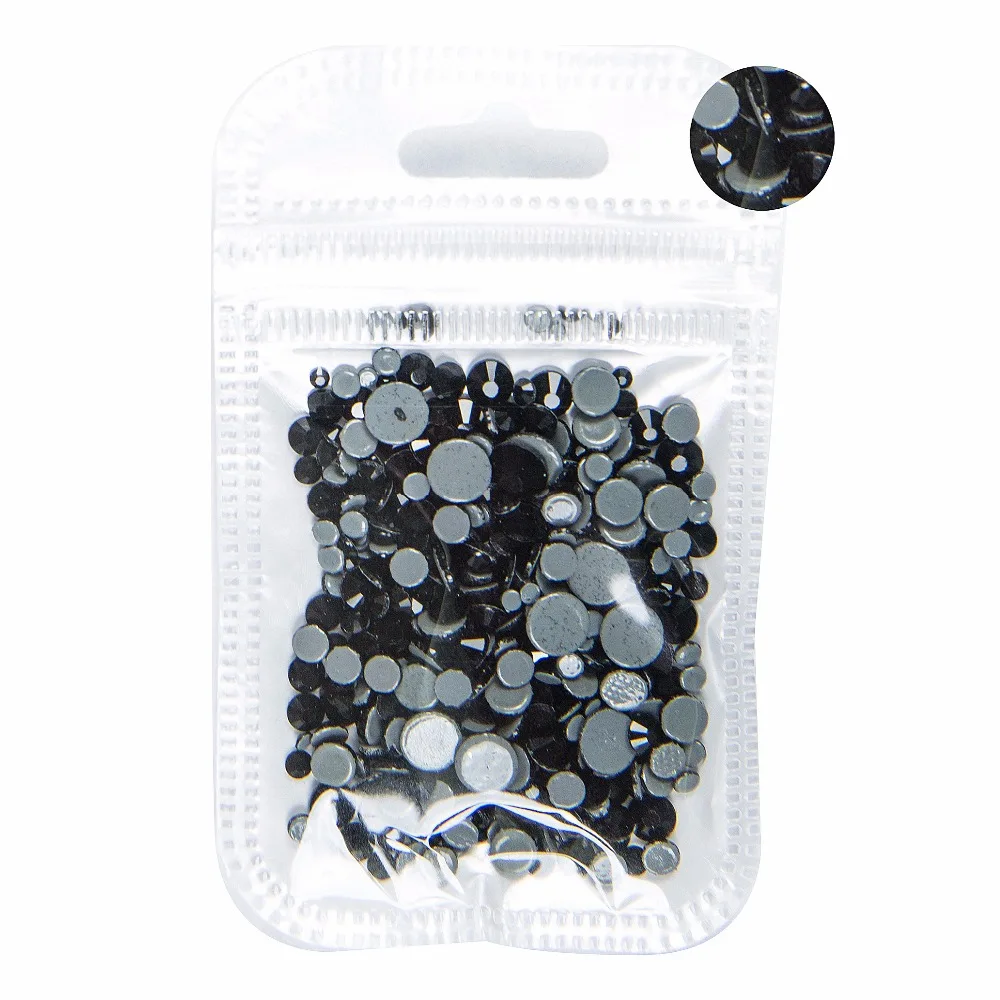 

AAAA+ Best Quality Black Mix Size Hot Fix Rhinestone More Shiny Super Bright Nail Art Hotfix Iron On Stones. 10Gram
