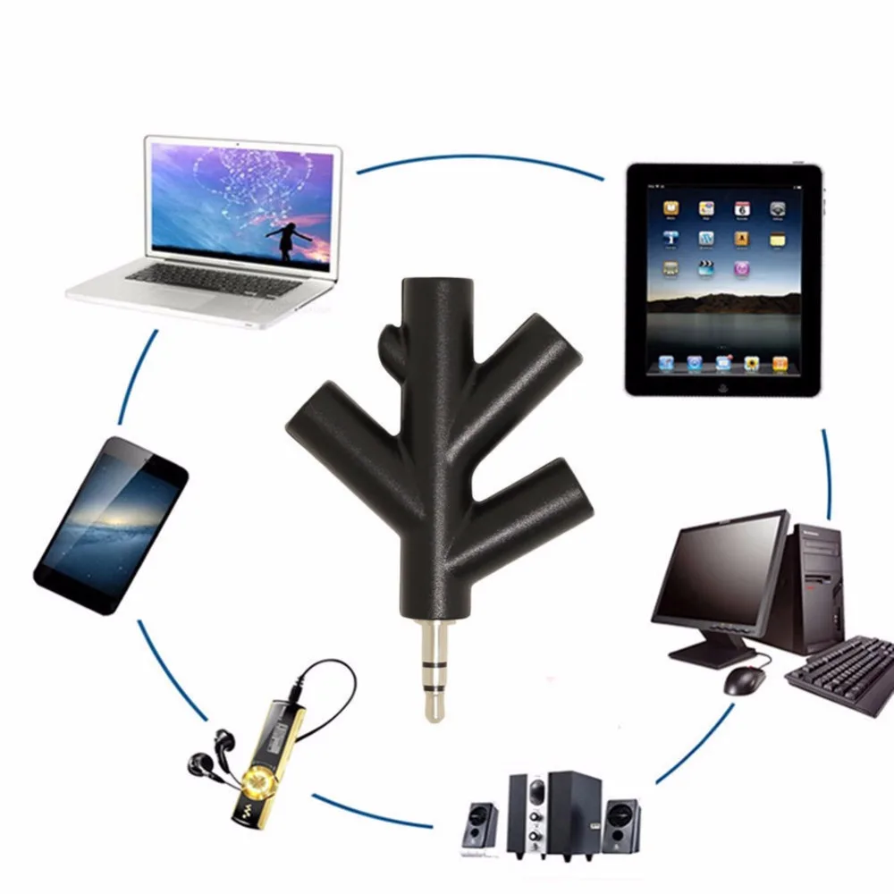 Дерево Форма 3 5 мм наушники кабель адаптер iphone аудио Y сплиттер 1 Мужской до 2 4 со