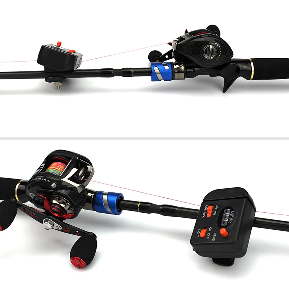 Профессиональный 99 9 м счетчик лески цифровой дисплей рыболовная леска Finder Clip on