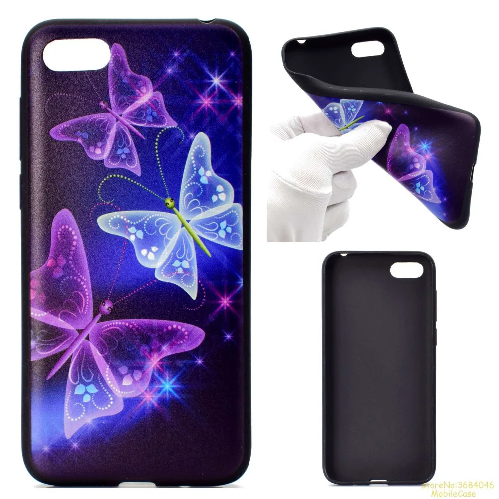 high Quality black Silicone TPU phone case For Huawei Y5 2018 cover with butterfly SmileyFace flower lifeTree Painted coque | Мобильные