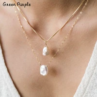 set of 2 natural freshwater pearl necklace handmade pendants jewelry chocker collier femme bohemian kolye women necklace