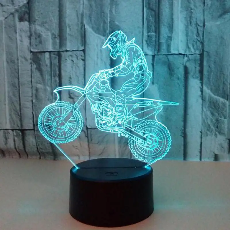 Новый мотоцикл 3d красочная сенсорная настольная лампа Ночная Usb цветная
