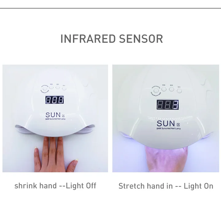 SUNX 54 Вт УФ ЛЕД лампа сушилка маникюра гель лака UV LED Sun One 48W Sun 5 с сенсорным датчиком быстрая
