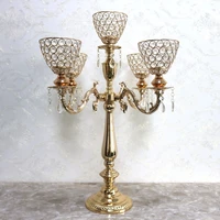 5 arms candle holders metal candelabras gold finish candlesticks with crystal pendants candle holder wedding marriage decoration