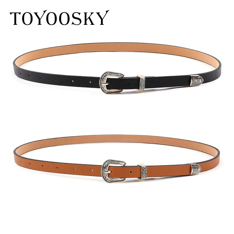 Женский ремень в ковбойском стиле TOYOOSKY черный пояс из искусственной кожи с