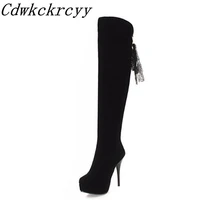 women boots winter new style waterproof over the knee boots super heel sexy nightclub elastic force high cylinder boots 34 48