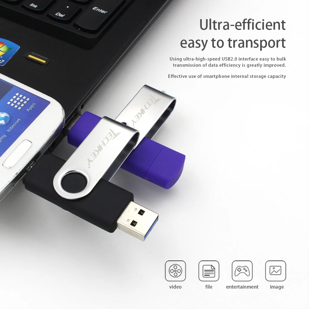 Новый OTG usb 3 0 флеш накопитель TECHKEY Флешка 8 ГБ 16 32 64 Гб memoria cel флешка u диск Подарок