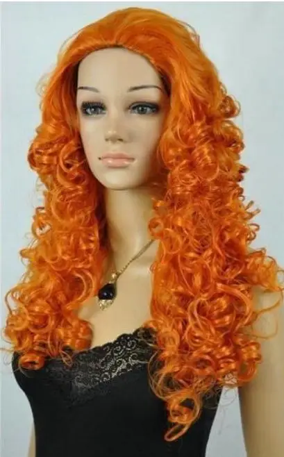 Парик YU Wig термостойкий оранжевый длинный волнистый косплей парик Бесплатная