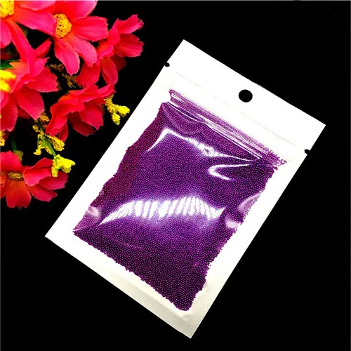 Purple 1 мм маленькие стеклянные бусины с разноцветными круглыми отверстиями, 3D жемчужные бусины для ногтей DIY, украшения для ногтей 20 г - Цвет: Purple