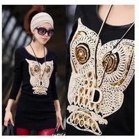 shidao paillette large owl fabric applique diy embroidery sequin patches for clothing sew on