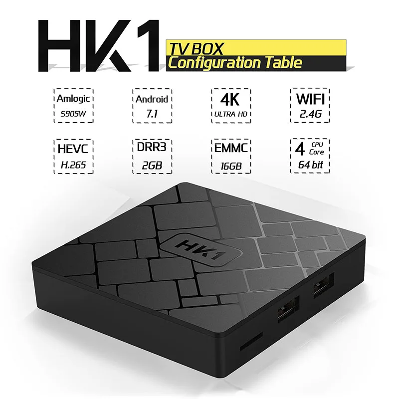 Android 7 1 Smart TV BOX Amlogic S905W HK1-W 2G 16G 2 4G WiFi 18 0 H.265 VP9 HD 4K медиаплеер VS TX3 Мини ТВ-приставка |