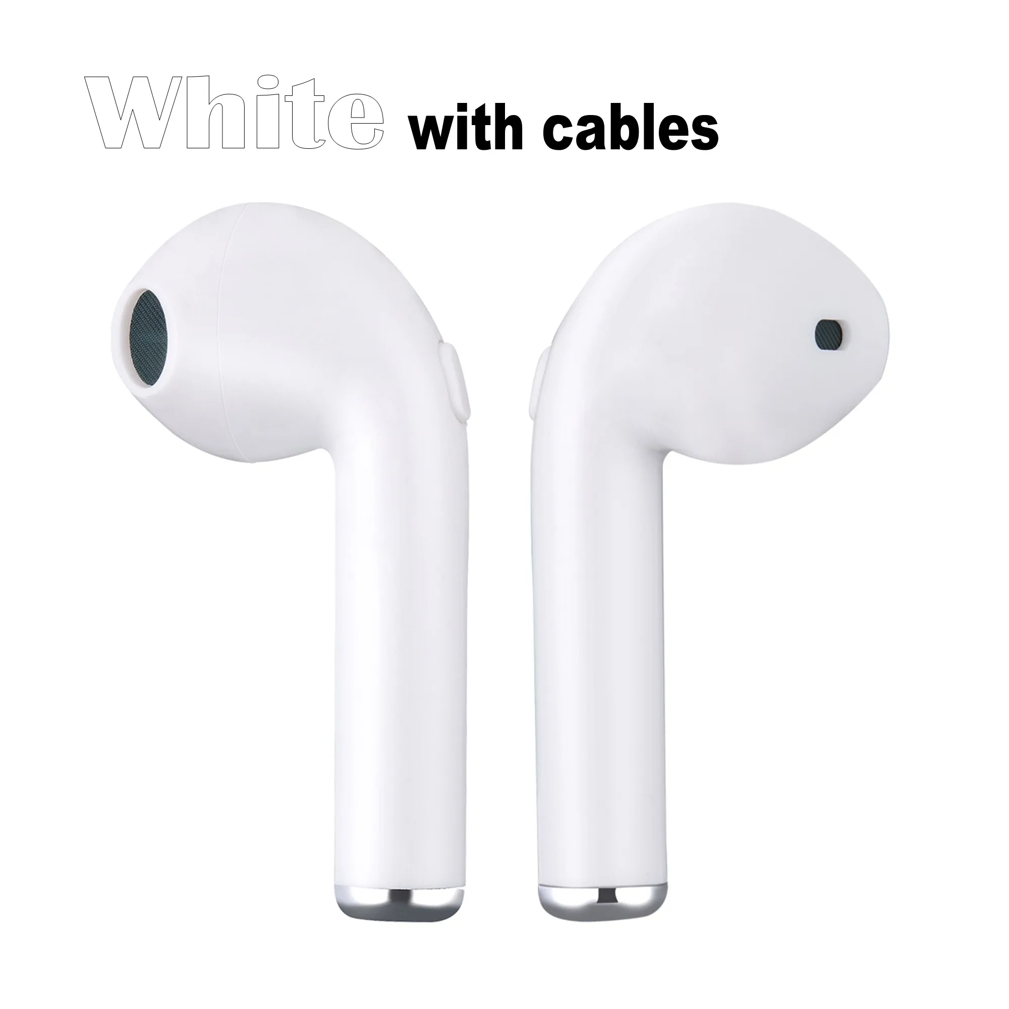 2White with Cable In-ear I7 i7s tws wireless Bluetooth Earphone Earbuds Headset earphones With Mic For apple xiaomi huawei phones with cables - Цвет: 2White with Cable